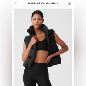 WORN ONCE Alo Yoga Gold Rush Puffer Vest, Black, S